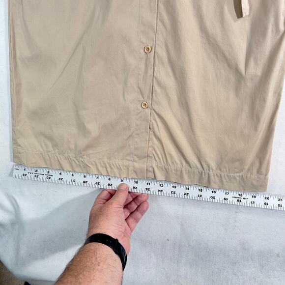 French Connection Mini Dress Woman's 2 Button Up Tan Collar Waist Tie Adjustable - Picture 13 of 16
